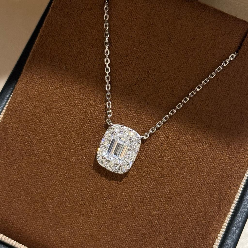 Musla Design 100% Pure 925 Sterling Silver Necklaces  For Women Gift Square Pave Aaa Zircconia Pendant Fine Jewelry