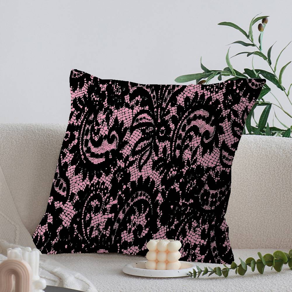Black Pink Lace Pattern Personalized Pillow Cover Kids Bedroom Wild Party Decor Pillowcase Kid Birthday Shower Gift