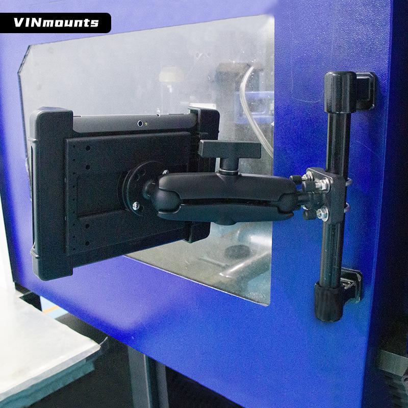 Heavy-Duty Outdoor Tablet Stand with U-bolt Round Tube Mount for 7-14 Inch Tablets