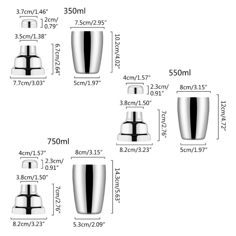 Stainless Steel Beverage Shaker 350/550/750ml Party Mixing Tool for Bar