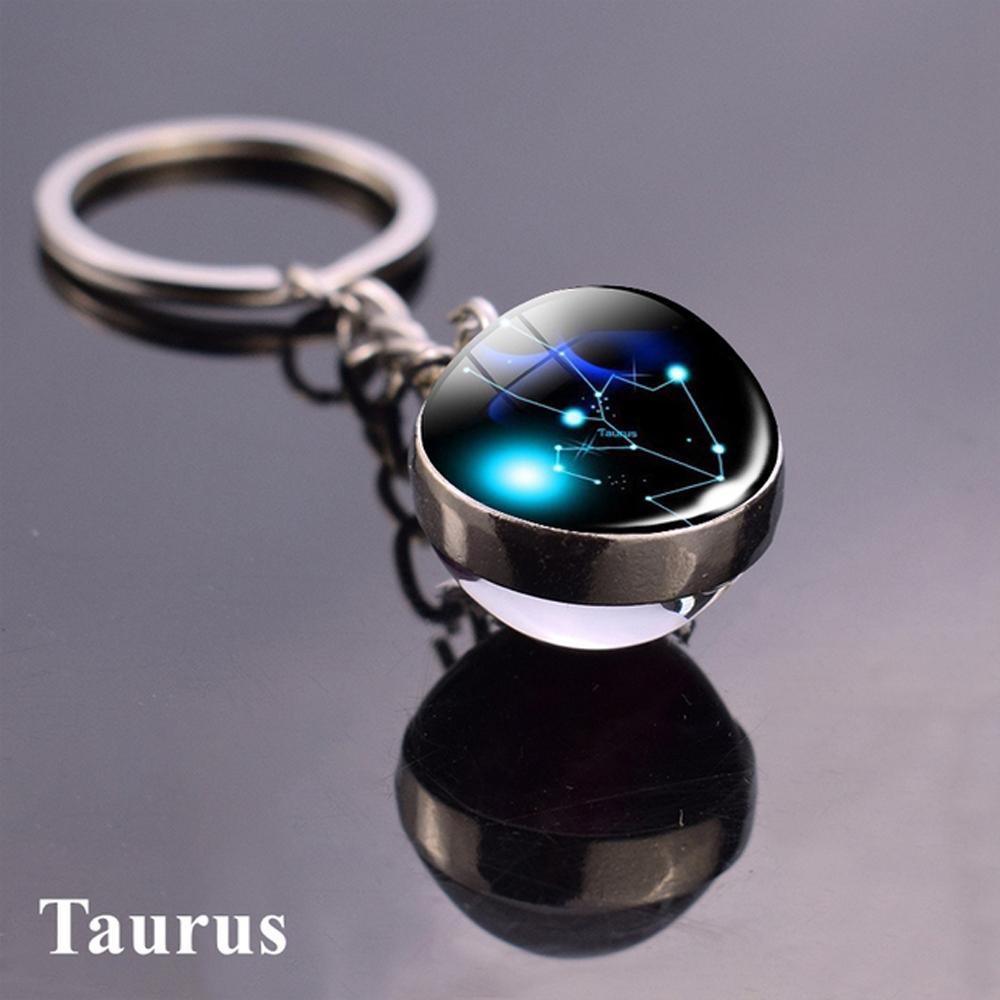 Gift Pendant Scorpio Jewelry Glass Ball 12 Constellation Key Rings Zodiac Keychain Keychain
