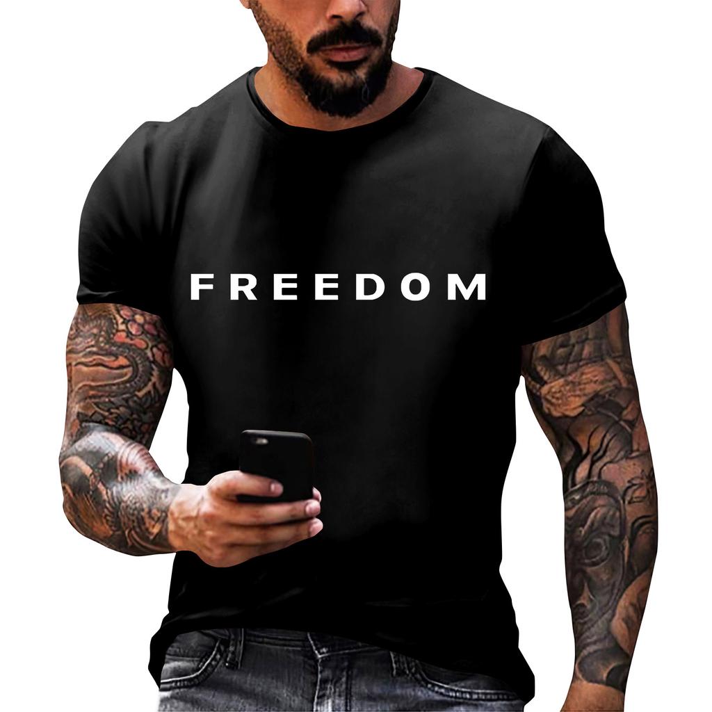 Fashionable Round Neck Short Sleeve Work Clothes Printed Tops For Mens Summer Tops