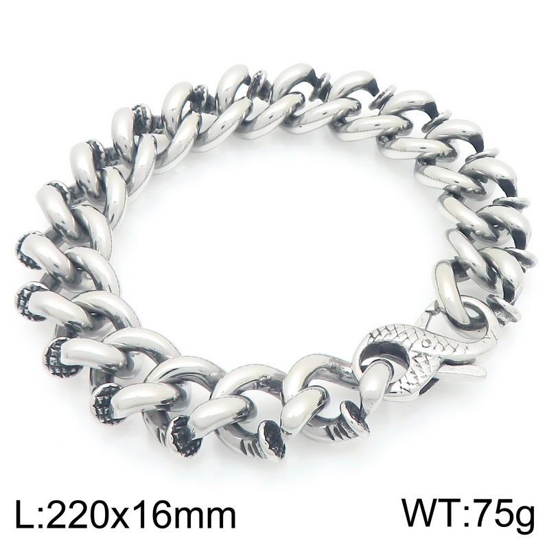 KALEN Punk Jewelry Fashion Men Stainless Steel Twisted Nail Links Bracelet Bangle 23cm&Punk