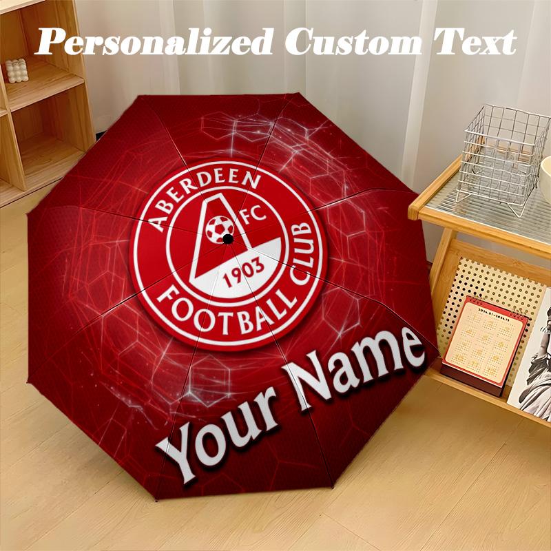 8 Rib Auto Folding Umbrella Aberdeen FC Print Custom Name Text Portable Rain Gear