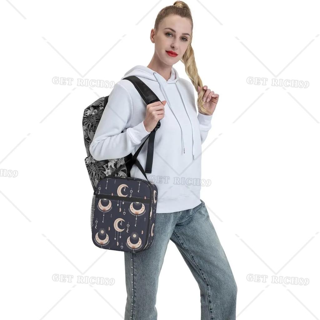 Mystical Moon Sun Lunch Bag Insulated Large Capacity Lunch Box for Women Men Reusable Portable Cooler Bag for Office Picnic