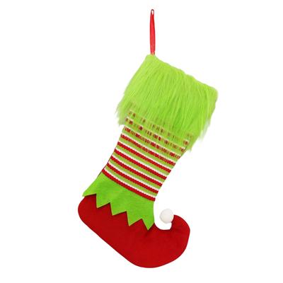 Weihnachtsstrumpf Elfenstil Bunt gestreift Weihnachtsdekoration Elfenstrumpf Weihnachten Geschenk Festlicher Strumpf Feiertagsdeko