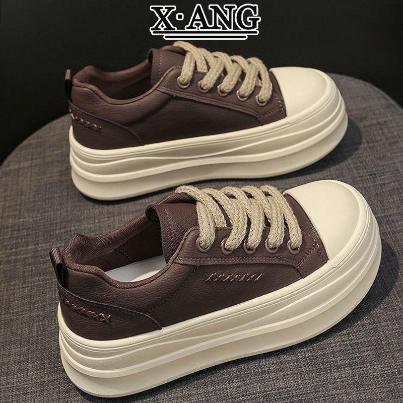 Leather board shoes women's thick-soled heightening little white shoes women's shoes autumn and winter new versatile casual sports shoes