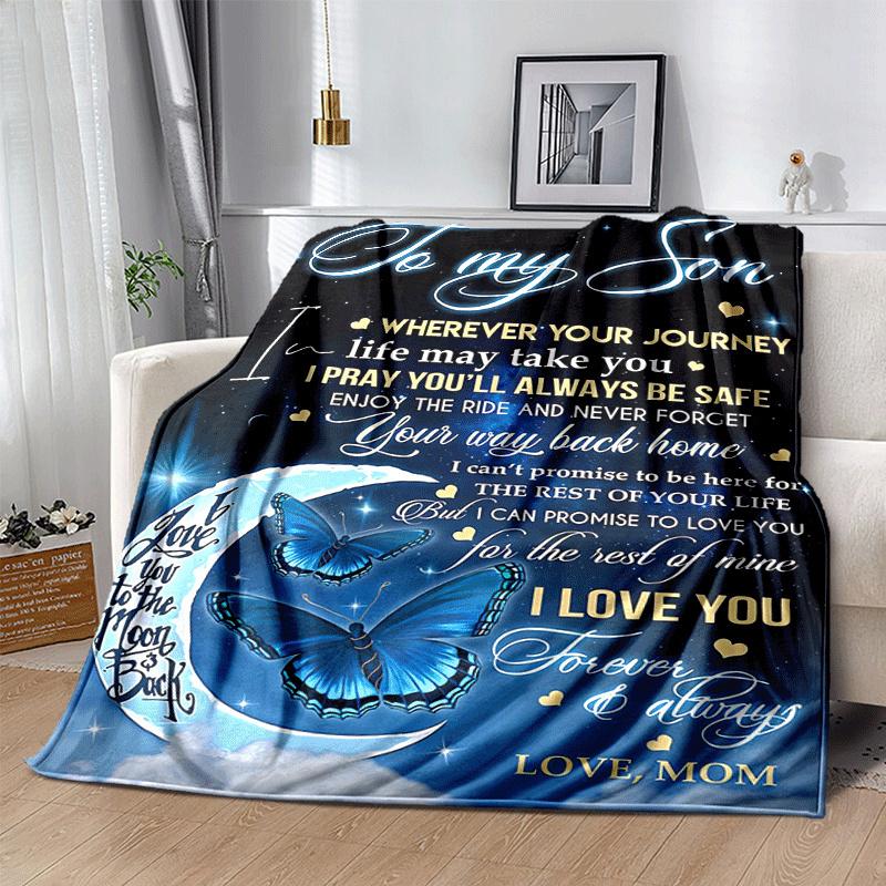 1pc Butterfly Printing Lightweight Flannel Blanket, Comfortable and Warm Blanket, for Camping Sofa Bed and Couch Office, in All Seasons