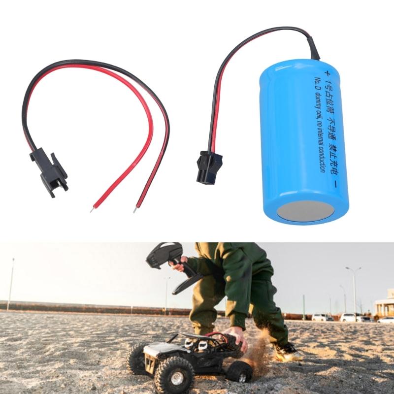 LR20 D Dummy Battery Spacer Fake Battery Placeholder with Input Cable for Electronics Power Supply Replacement