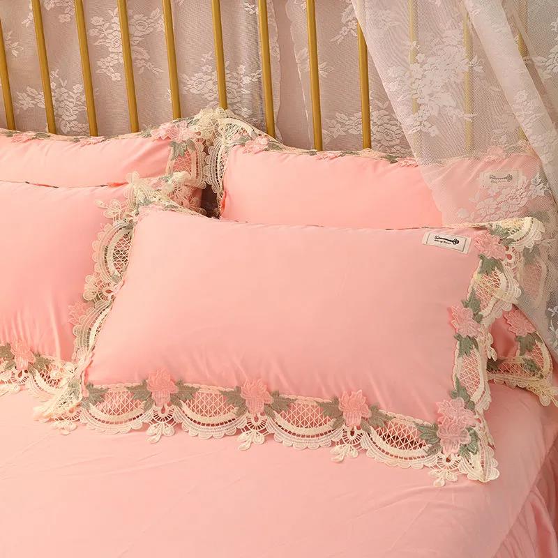 French Lace Pillowcase Washed Ice Silk Pillowcase Double Pillowcase 48x74 One Pair