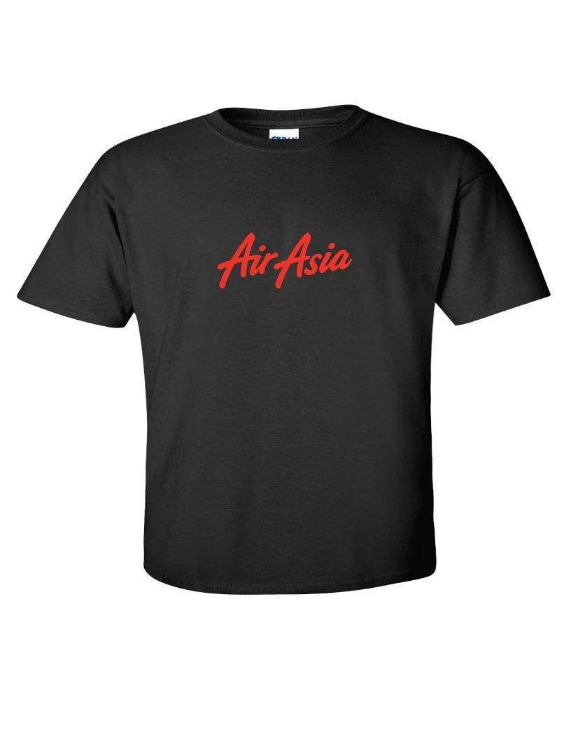 Air Asia Vintage Red Logo Malaysian Airline Black Cotton T-Shirt 4XL