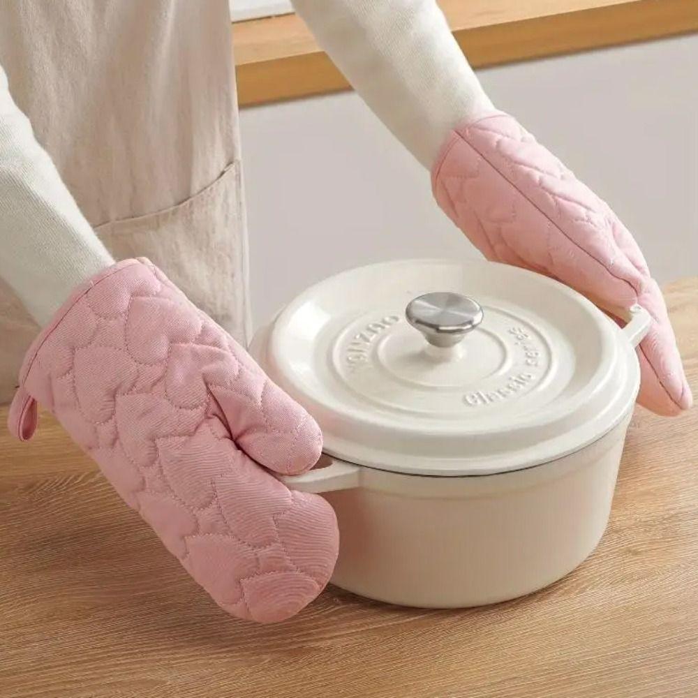 4 sztuki/zestaw Pogrubiony Zestaw Rękawic Kuchennych na Piekarnik w Kształcie Serca Antypoślizgowe Rękawice Izolowane Rękawice do Kuchenki Mikrofalowej Naczynie