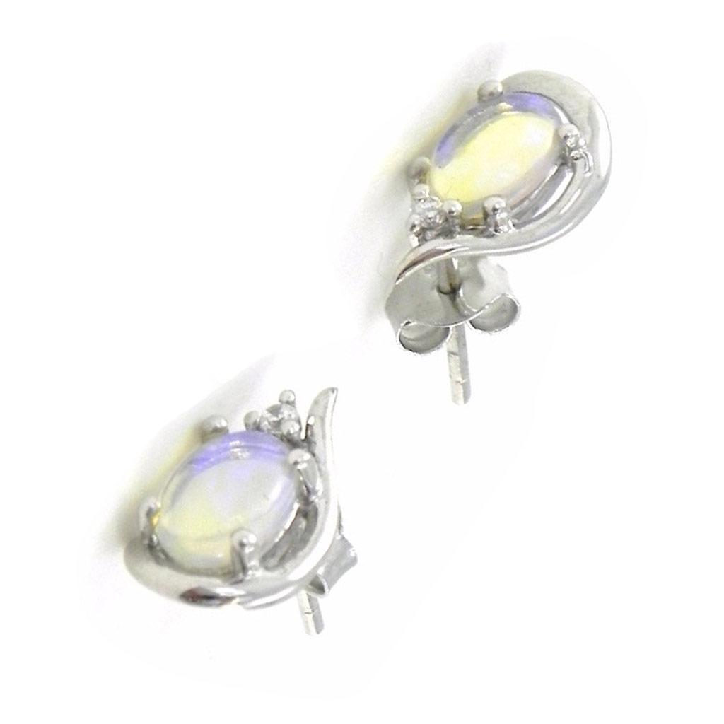 Les Trésors De Lily [I8911] - Silver Earrings 'Goddess Opal' Blue Opal
