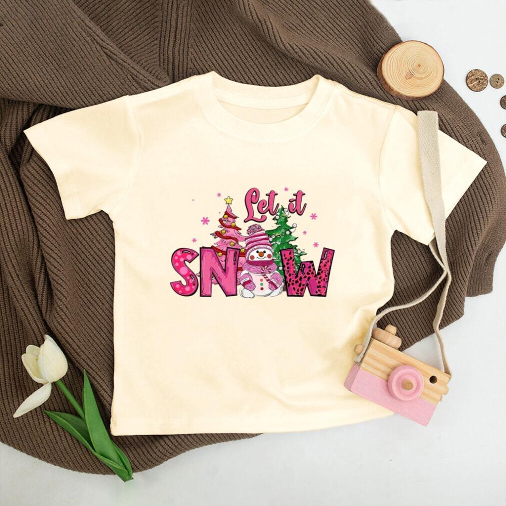 Santa Printed Christmas Kids Shirt Christmas Party Boys Girl Outfit Child Retro Short Sleeve T-shirt Toddler Xmas Holiday Shirts