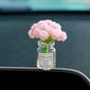 Set aus 3 Mini-Gänseblümchen in Glasvase Niedliche Auto-Accessoires für Rückspiegel & Armaturenbrett Dekorationen Lustige Auto-Innenraum-Ornamente für Frauen