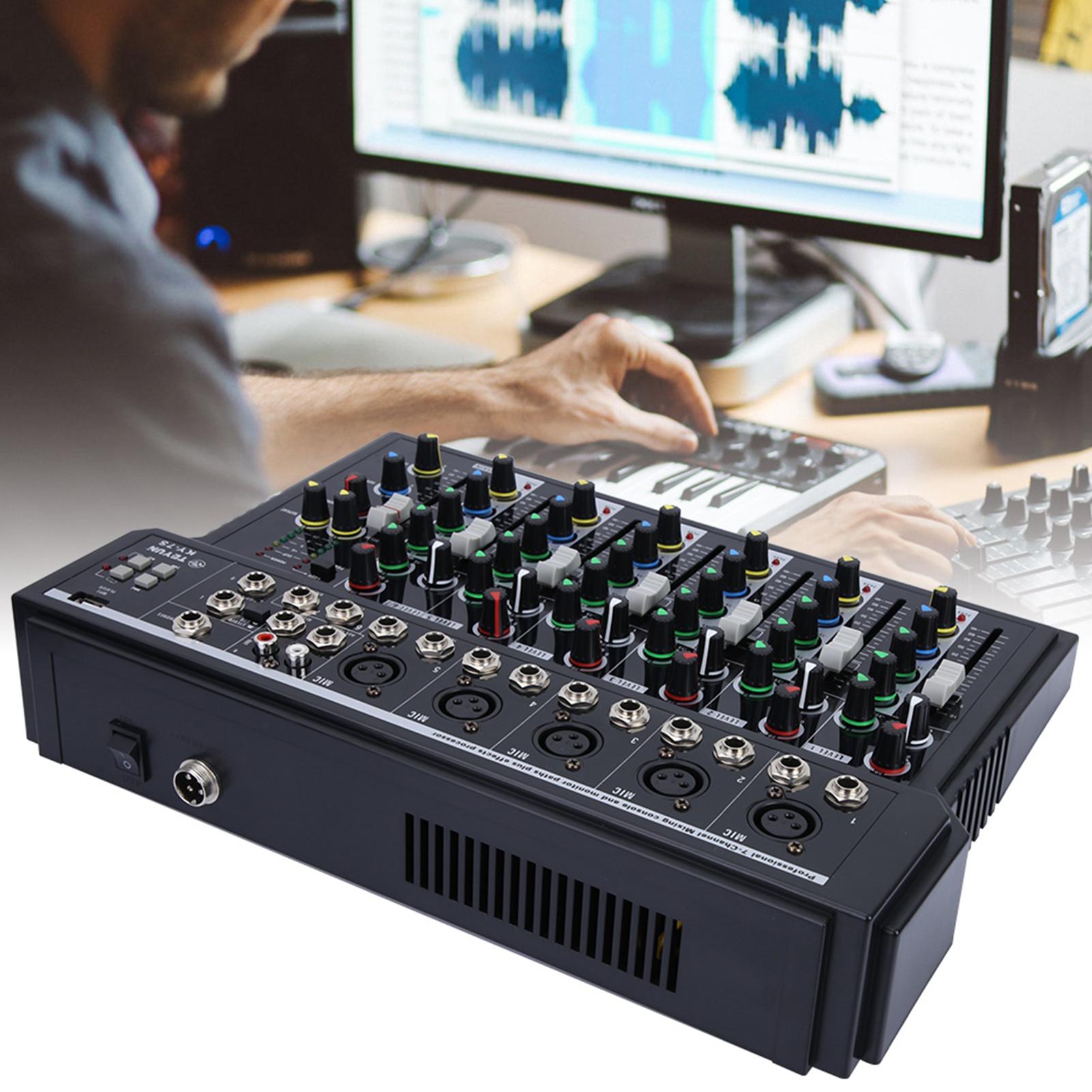 Professional 7 Channel Dual LED Display Low Noise Stage Mixer