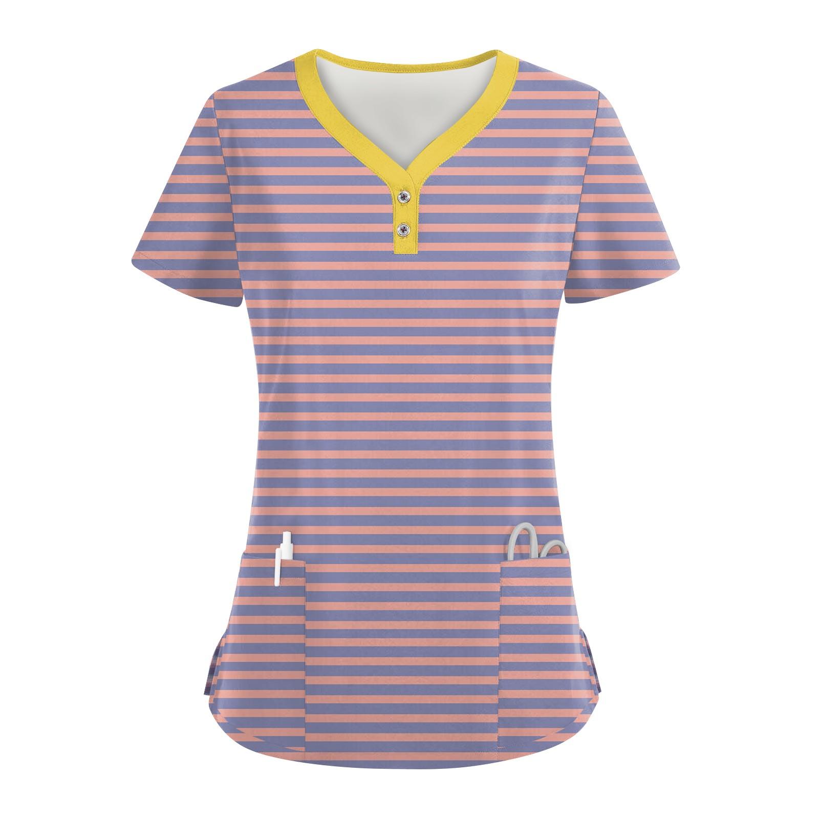 

Женские модные повседневные топы с V-образным вырезом и полосатым принтом, топы для кормящих мам, топы-халаты для женщин, 2 кармана XXL