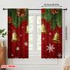 2pcs,2D Plane Printing Pattern Curtains Christmas Bells Snowflakes Holiday Durable 100% Polyester Fabric (without Rod) Versatile
