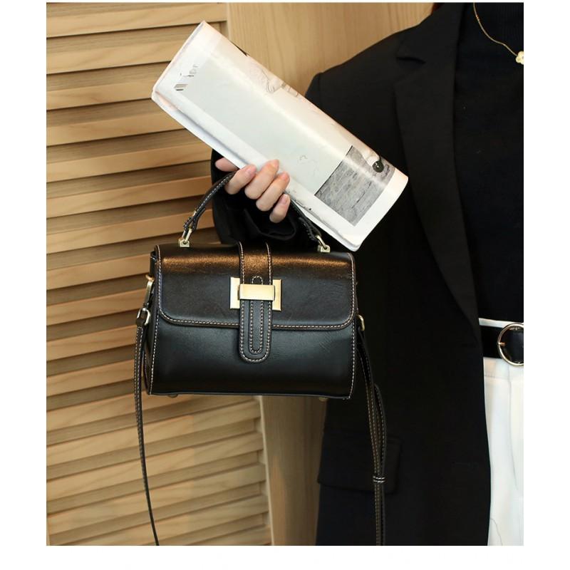 Genuine Leather Women's Bag Crossbody One-Shoulder Portable Square Fashionable Simple Handbag