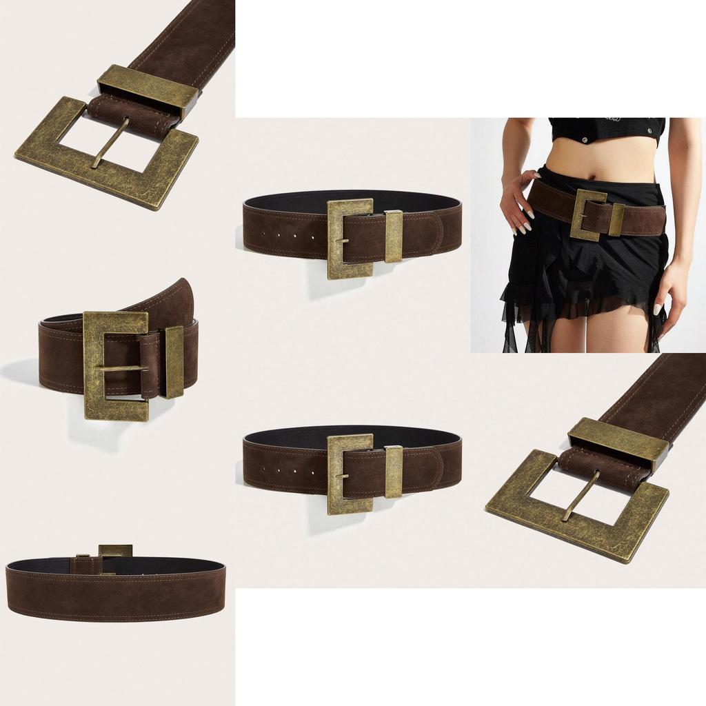 Style Rivet Leather Belt With Alloy Buckle For Street Fashion And Casual Wear