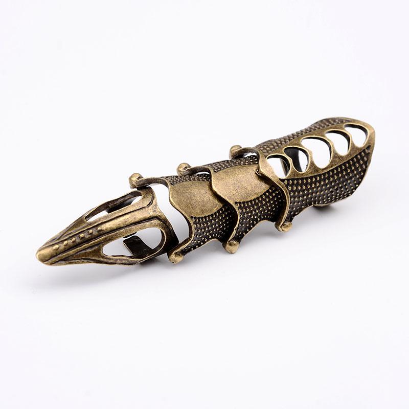 Punk Knight Skull Armour Knuckle Midi Finger Rings for Women Gothic Gold Alloy Adjustable Ring Party Jewelry