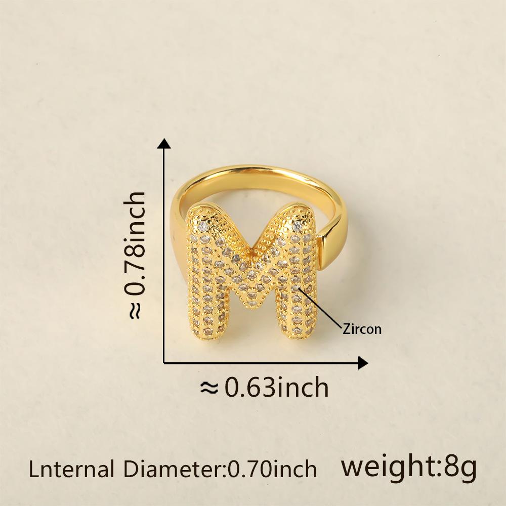 26 Letter Open-Ended Zircon Ring INS Minimalist Series Gift For Friends