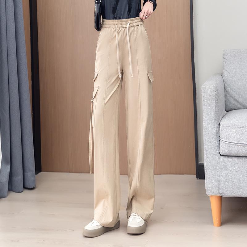 

Women s High-Waisted Elastic Cargo Pants - Spring & Autumn 2025, Loose-Fit Wide-Leg Trousers 26 (Recommended for 85-95 jin)