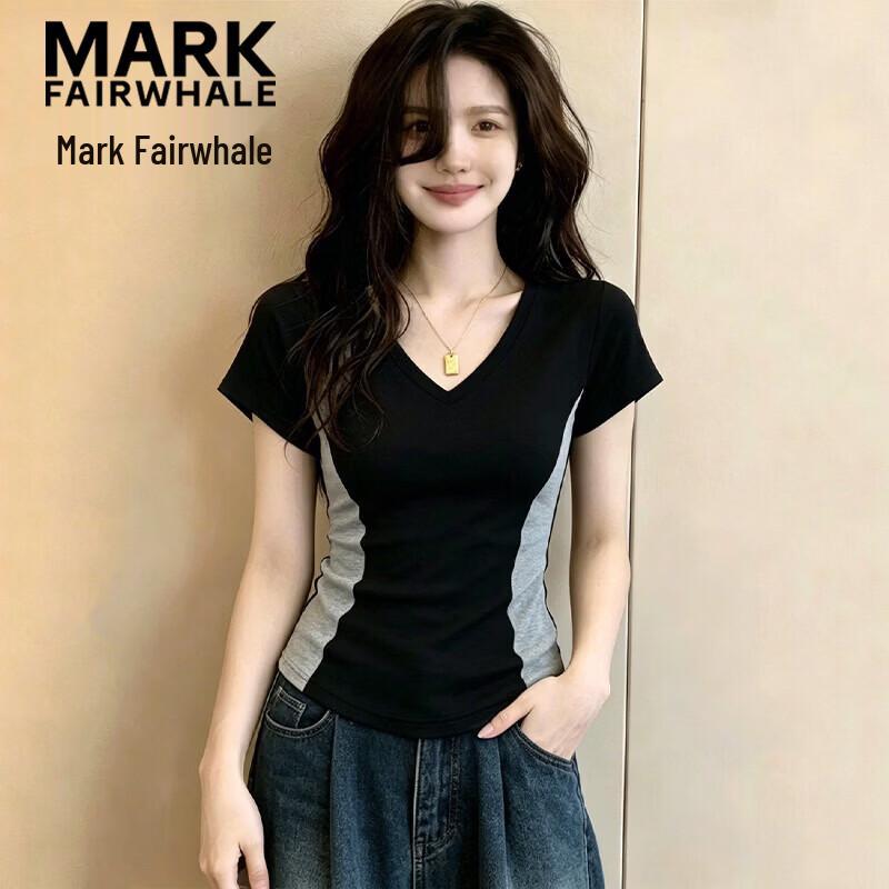 MARK FAIRWHALE Women s V-Neck Slim Fit T-Shirt 2XL