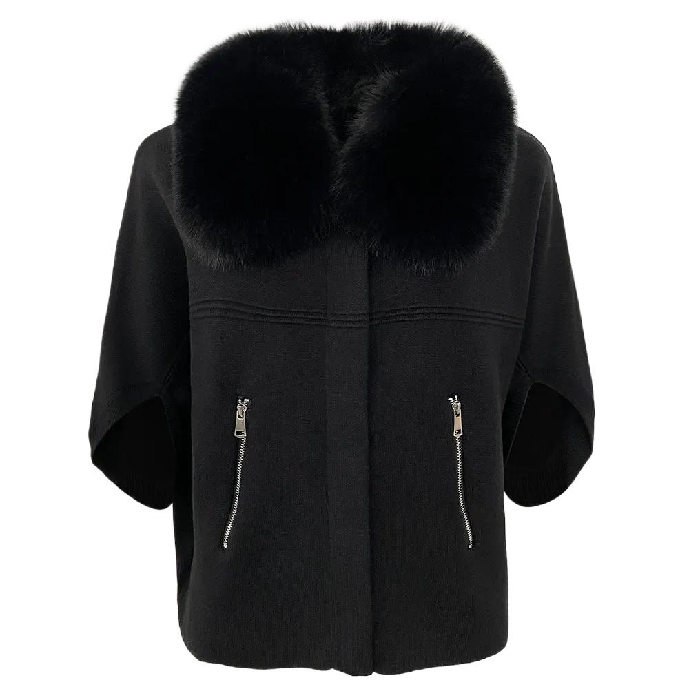 

OFTBUY 2024 Осень Зима Женский Короткий Вязаный Свитер с Искусственным Мехом Новый Модный Бразильский Самый Продаваемый Женский Кардиган One Size чёрный