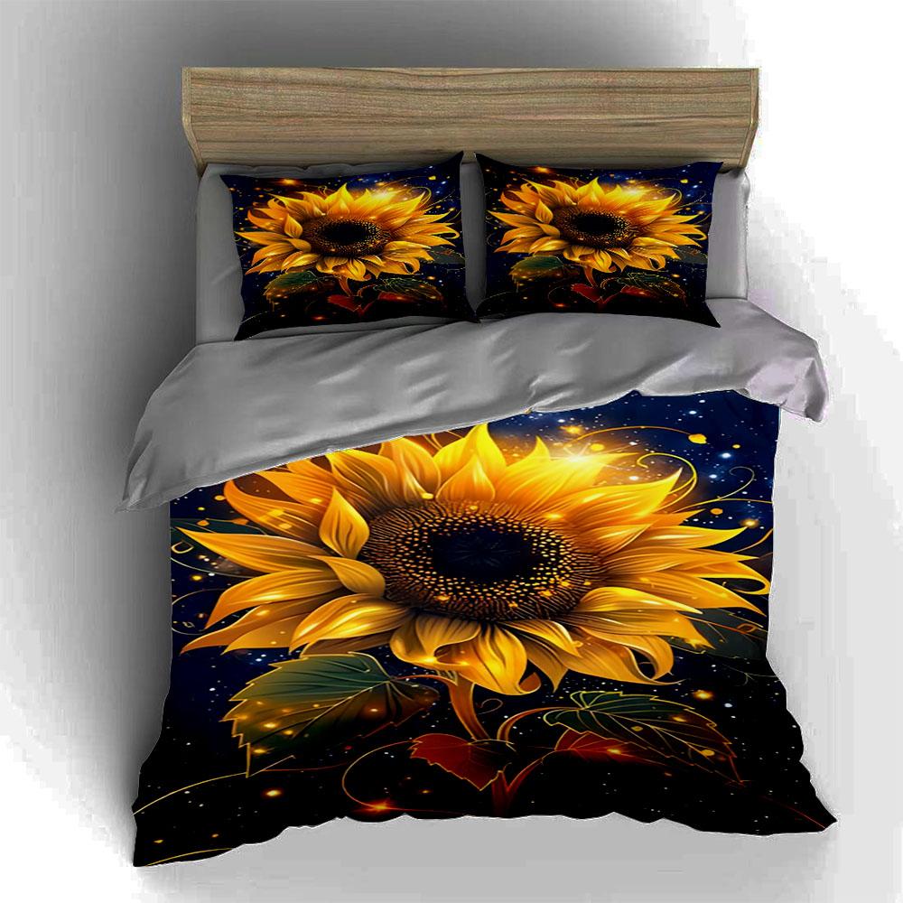 Radiant sunflower design. Bedding Duvet cover sets Duvet covers Pillowcases gifts (1 * Duvet Cover 2 * Pillowcases, without duvet insert)