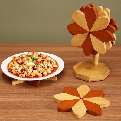 Untersetzer aus Holz Küchenplatzsets Set Hitzeschutz Windmühlenförmige Isolationsmatten Pads Hitzebeständige Untersetzer Tischmatten Heißplatte