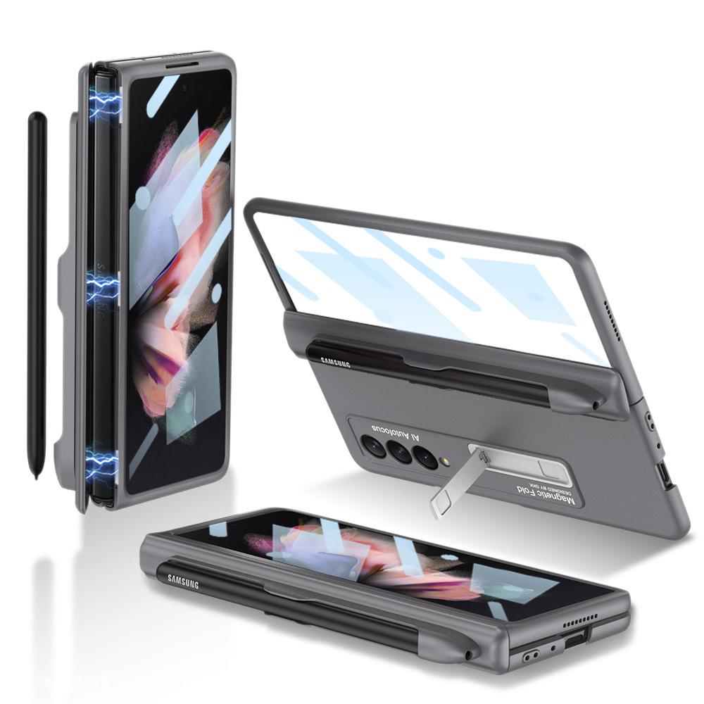 Suitable for Samsung Fold3 Mobile Phone Case Folding Screen Full inclusive Anti Fall W22 Creative Hinge Magnetic Pen Slot Central Shaft Protection
