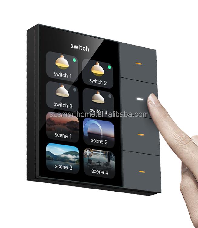 Tuya Smart 4 Gang Touch Wall Switch Zigbee 3.0 Composite Smart Panel 4 Way Scenarios Scene Control 86mm*86 mm&Uk Standard