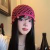 Camellia Hand-Woven Hollow Round Bead Bag Head Hat Women'S Spring And Summer Sweet Bohemian Style Knitted Pullover Hat