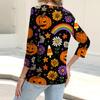 Women's Fashion Casual Print Button-down Shirt 3/4 Long Sleeve Tops