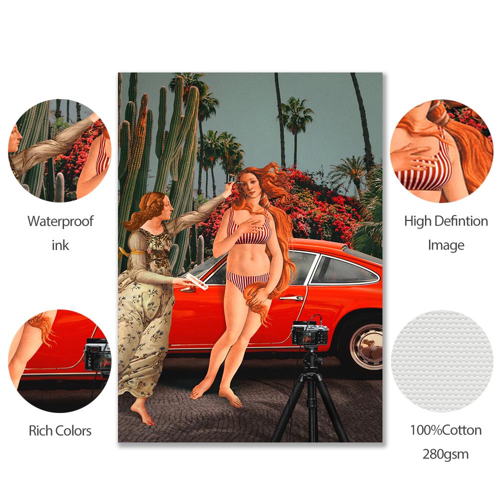 Nude Woman Mona Lisa Sexy Girl Wall Art Poster Print Retro Nordic Mural Frail Bikini Canvas Painting Living Bed Room Home Decor