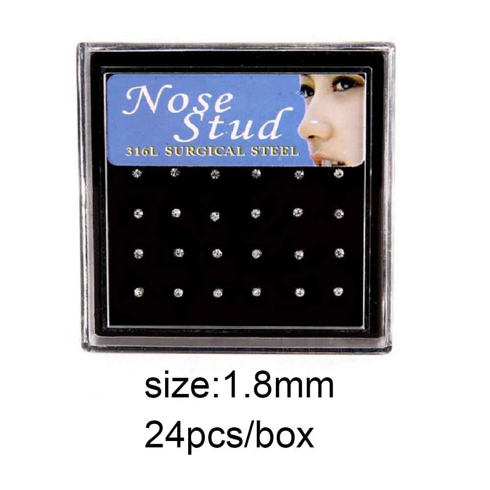 Stainless Steel Boxed Nose Studs and Rings: 60/40 Pieces, 1.5-3.0mm, Straight & L-Shaped Bar