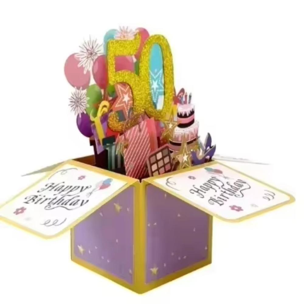 Přání k narozeninám s obálkou 3D dárková krabička Karta s přáním k narozeninám Dárek na párty