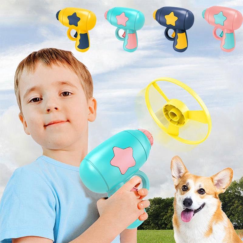 Interactive Pet Toy Gun Light-up Flying Disc For Cats And Dogs Plastic Pink/blue/yellow