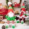 Red Green Hanging Leg Gnome Figurine Set For Festive Christmas Decorations