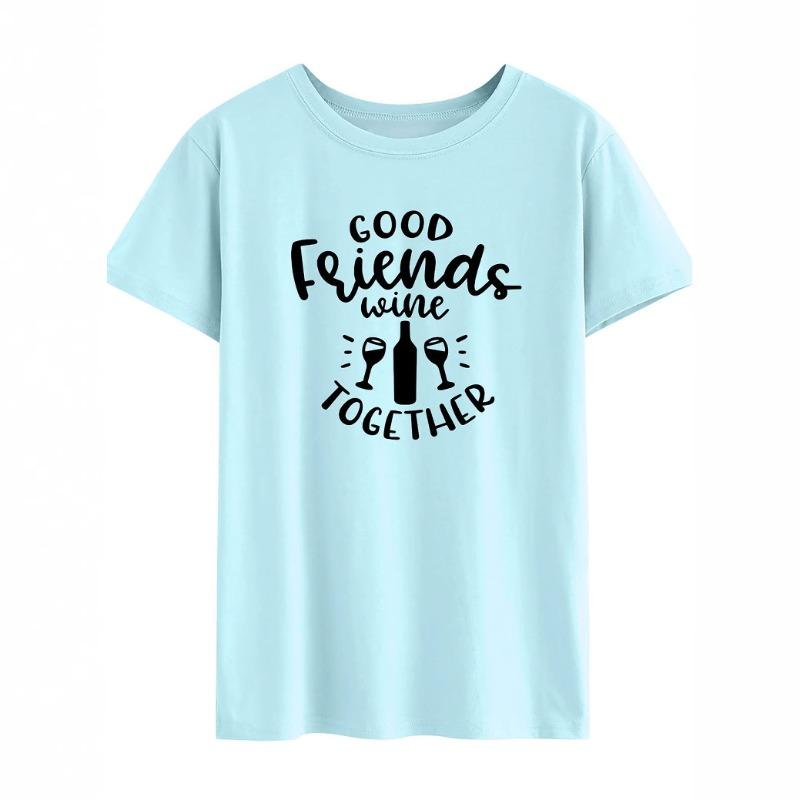 

Летняя футболка с цифровым принтом Good Friends Letter из чистого хлопка, свободные футболки с круглым вырезом и короткими рукавами для мужчин S