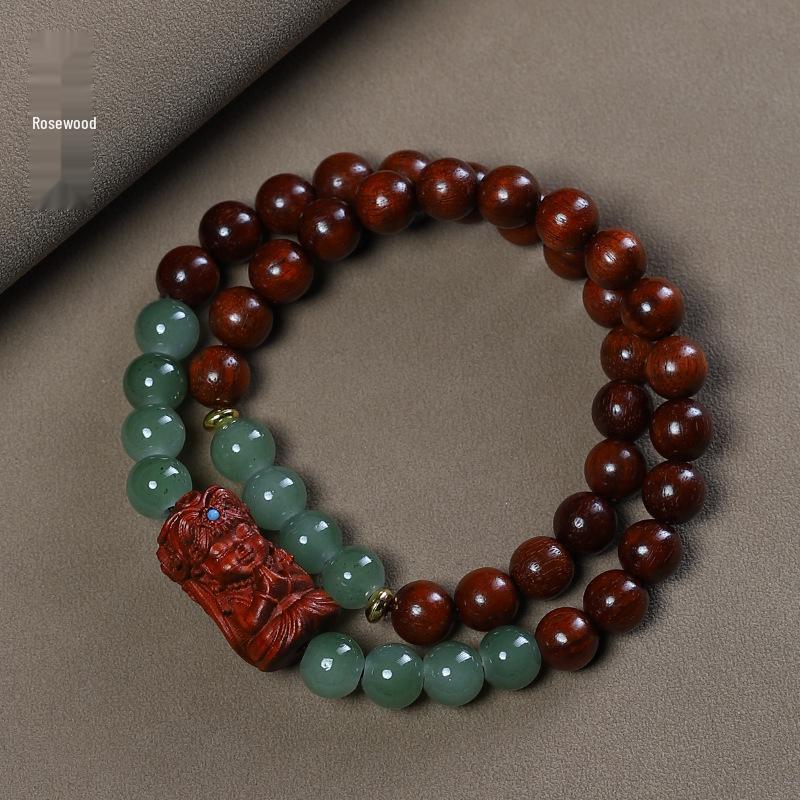 Rosewood Double Circle Sandalwood Bracelet: Ethnic-Style Prayer Beads for Men and Women