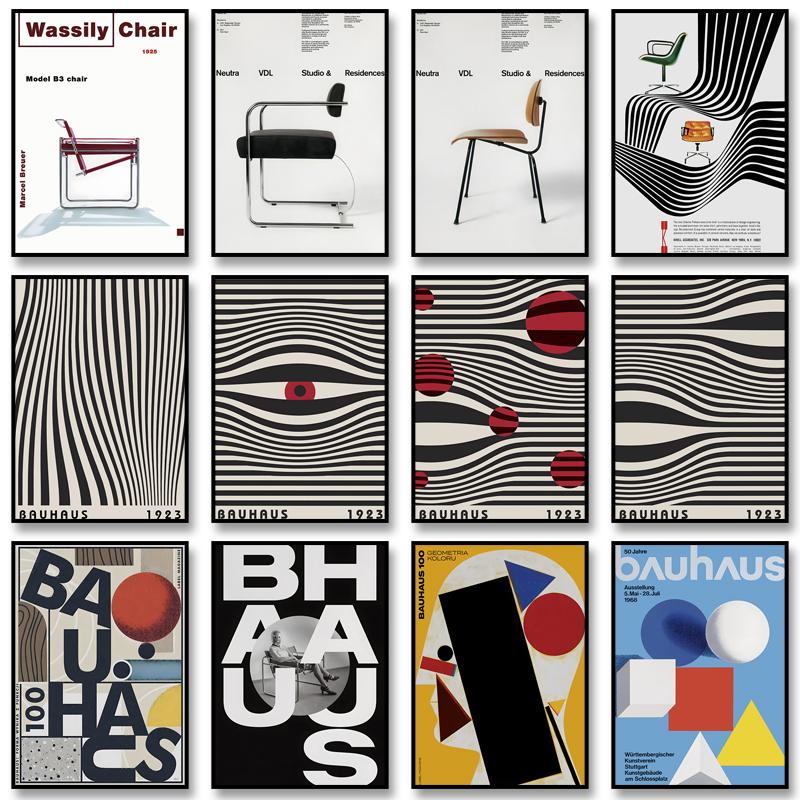 Bauhaus Exhibition Poster Chair Canvas Painting Vintage Bauhaus Print Wall Art Picture for Living Room Cuadros Home Decoration