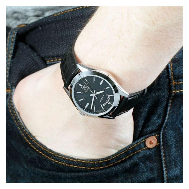 Casio ENTICER Series Simple Business Quartz Movement Leather Strap Japanese and Korean Watch Men's Watch Black Dial MTP-1381L-1AV