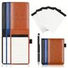 Small Pocket Notepad Holder Set With Pen Notebook Mini Portable Leather Notebooks Writing Pads Office School Supplies