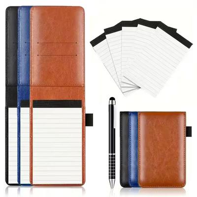 Kleines Taschennotizblockhalter-Set mit Stift Notizbuch Mini Tragbar Leder Notizbücher Schreibblöcke Büro Schulbedarf