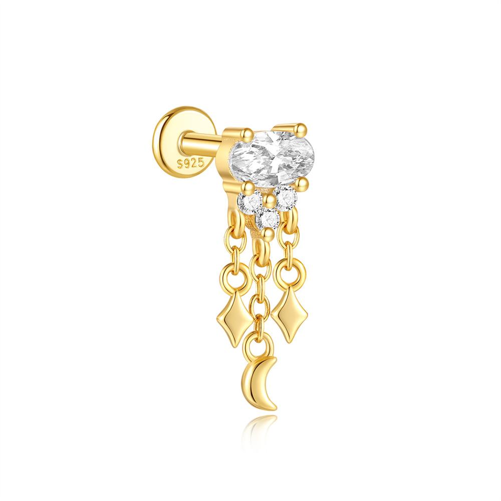 CANNER Pink Heart Shape Zircon Eight Pointed Star 925 Silver Stud Earring For Women Ins Tassel Flower Earring Gift