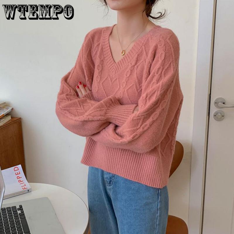 Frühling und Herbst Damen Pullover lose V-Ausschnitt Top Kurzmantel Pullover Mode Minderheit Pullover