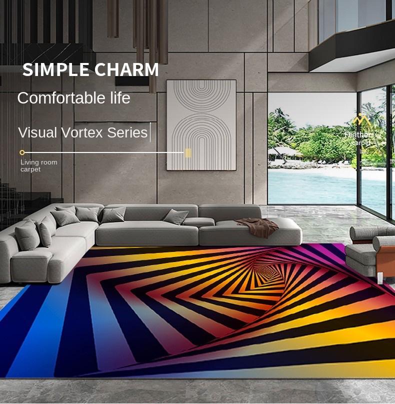 3D Illusion Area Rug – Stereoscopic Printed Carpet for Living Room, Optical Floor Mat, Home Decor Statement Piece