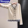 WASSUP AMAZING Long Sleeve Bowknot Mock-Layer Blouse
